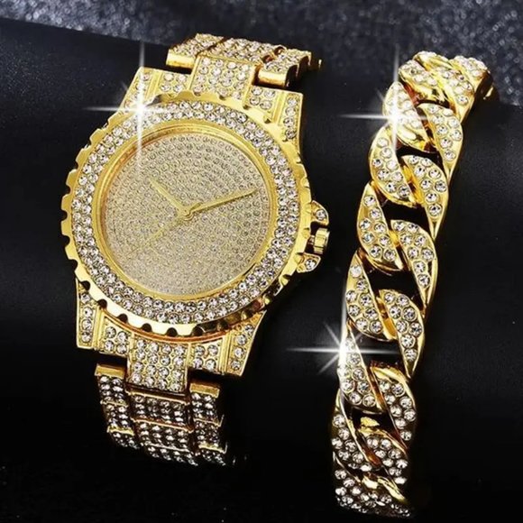 1pc Men's Calendar Quartz Watch & 1pc Bracelet (Watch Set) - Picture 1 of 6